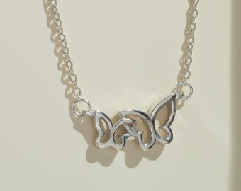 Sterling Silver Butterfly Necklace for Women Duo Butterfly