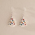 Sterling Silver Christmas Tree Earrings with Multi-Coloured Cubic Zirconia | Holiday Earrings | Christmas Earrings | Gift for Her