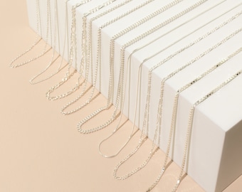 Sterling zilveren ketting ketting, dames en heren unisex 925 sterling zilveren kettingen, kies uw kettinglengte, gelaagdheid ketting voor hangers