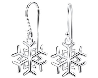 Snöflingeörhängen i sterlingsilver | Vintersmycken | Högtidsörhängen | Silver snöflingeörhängen | Högtidssmycken | Högtidsgåva