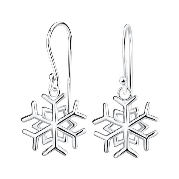 Boucles d'oreilles flocon de neige en argent sterling | Bijoux d'hiver | Boucles d'oreilles de vacances | Boucles d'oreilles flocon de neige en argent | Bijoux de vacances | Cadeau de vacances