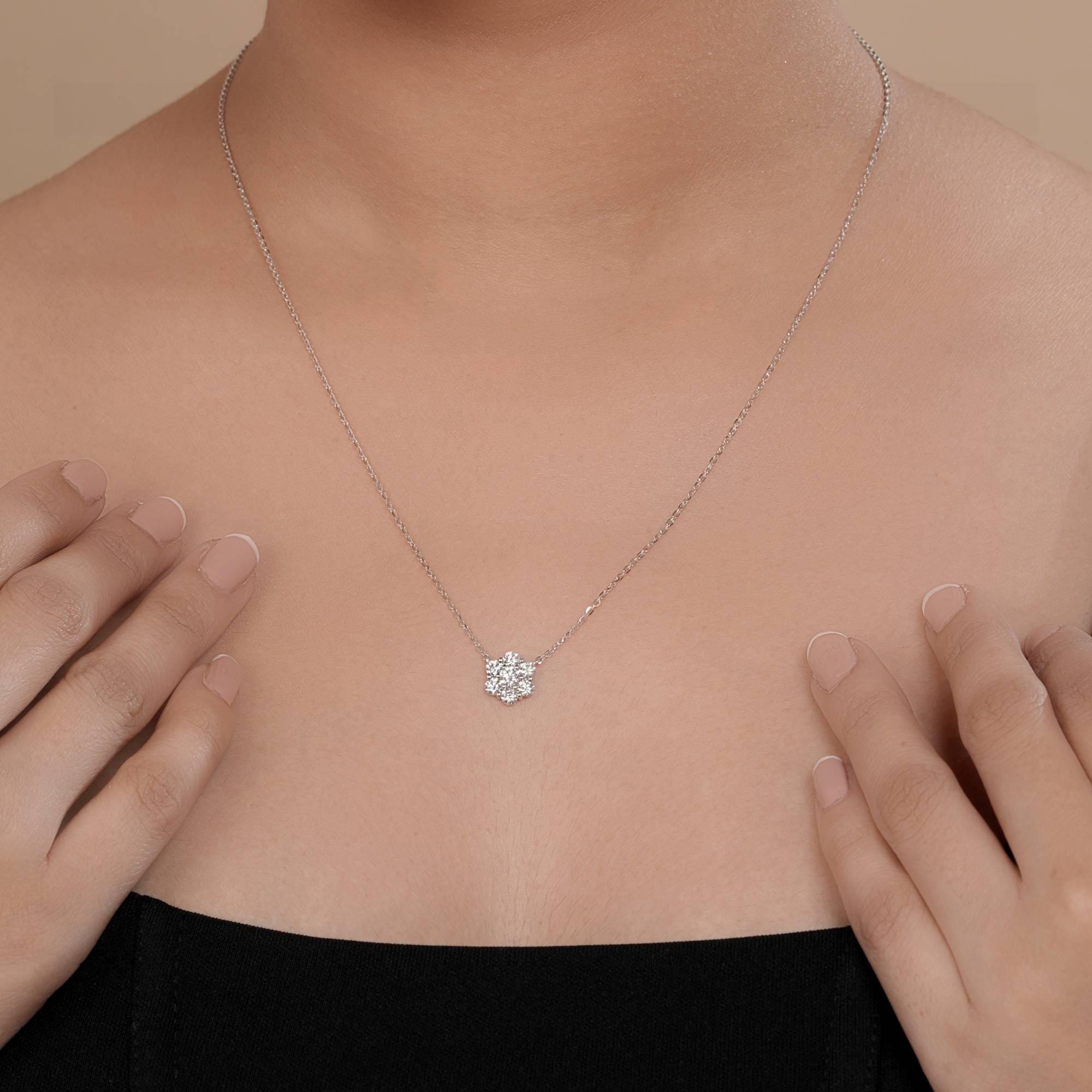 0.78 Ctw Lab Grown Diamond Cluster Pendant Necklace in 18k