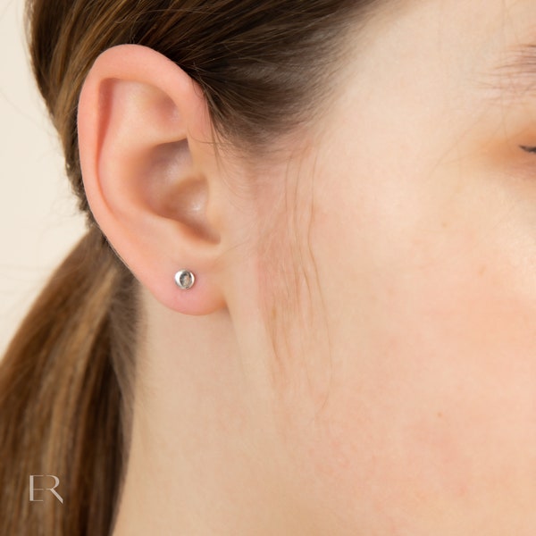 Sterling Silver Disc Stud Earrings for Women | Minimalist Geometric Earrings | 4 mm | Hypoallergenic | Gift Boxed