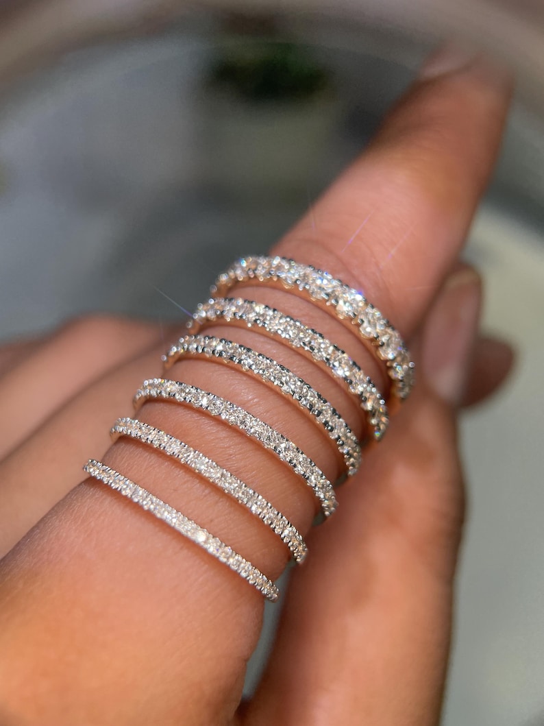 Lab Grown Diamond Wedding Band 10K 14K 18K Solid Gold Half Eternity ...