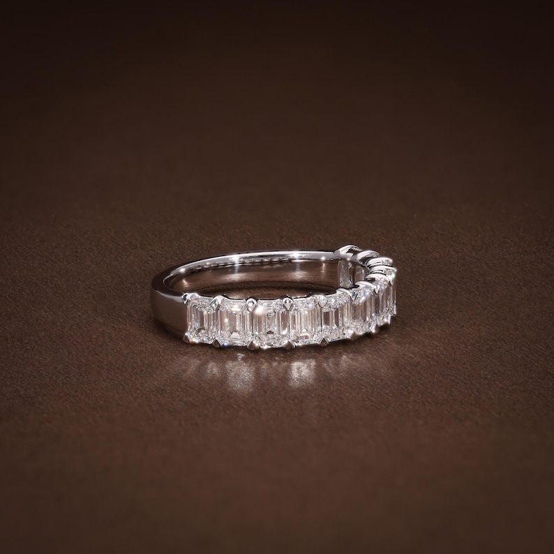 Emerald Cut Lab Grown Diamond Half Eternity Ring