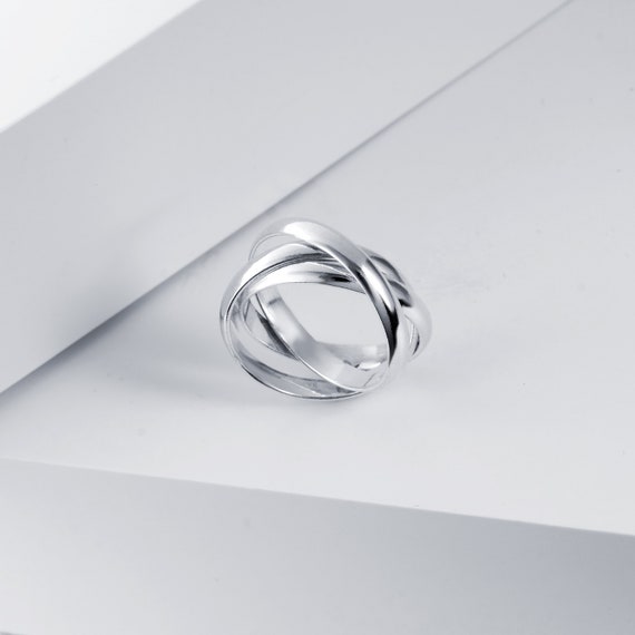 Triple Interlocking Circle Ring for Women / Sterling Silver - Etsy UK