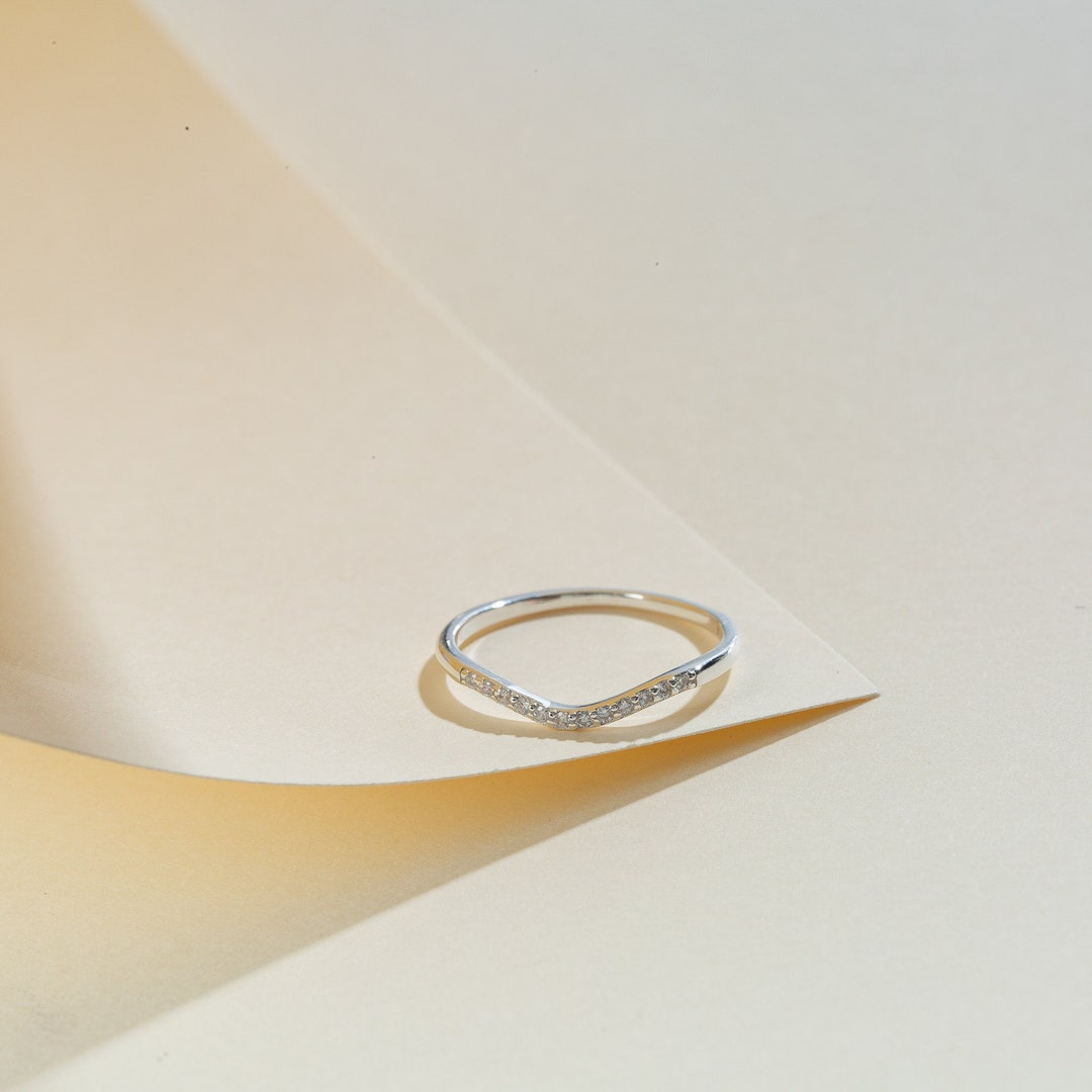 Anello A Forma Di V In Argento Sterling 925, Impilabile, Rotondo - Foto 2