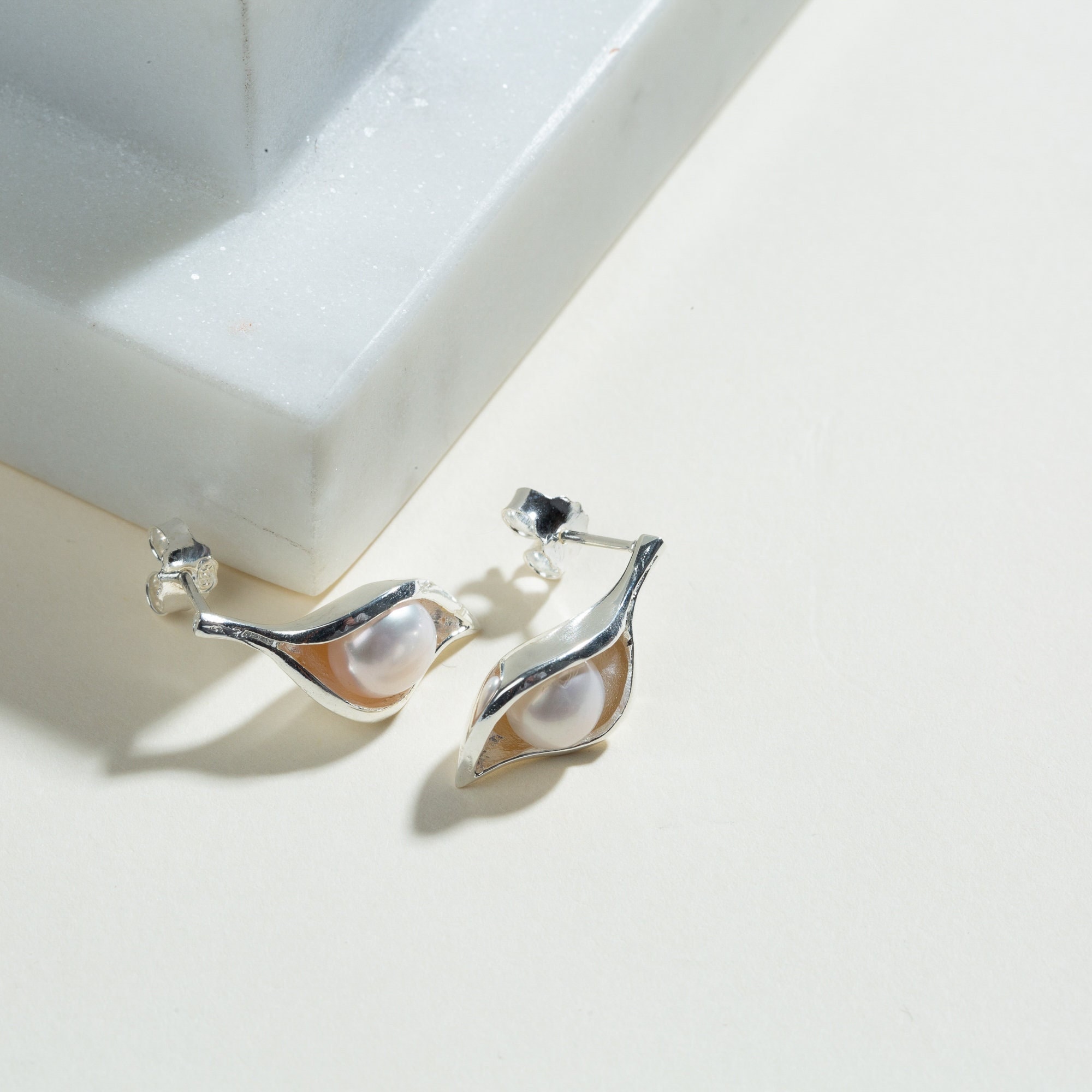 Orecchini a foglia in argento sterling 925 con perle naturali per donna - Italia