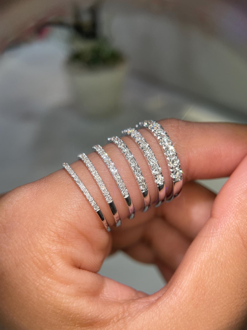 Lab Grown Diamond Wedding Band 10K 14K 18K Solid Gold Half Eternity ...