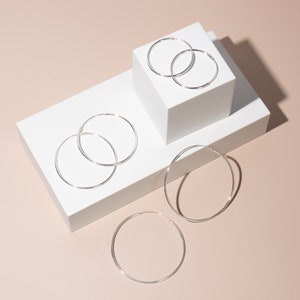 Sterling Silver Hoops Earrings 30mm 40mm 45mm 50mm | Hoop Earrings | Gift for her