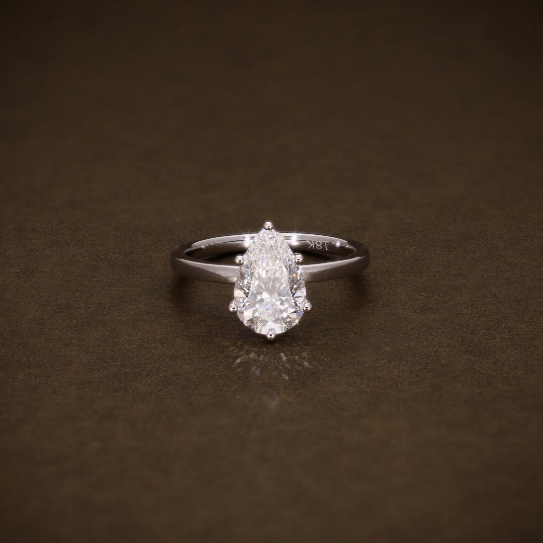 2.09 CTW Pear Cut Lab Grown Diamond Engagement Ring in D Colour VVS2 ...