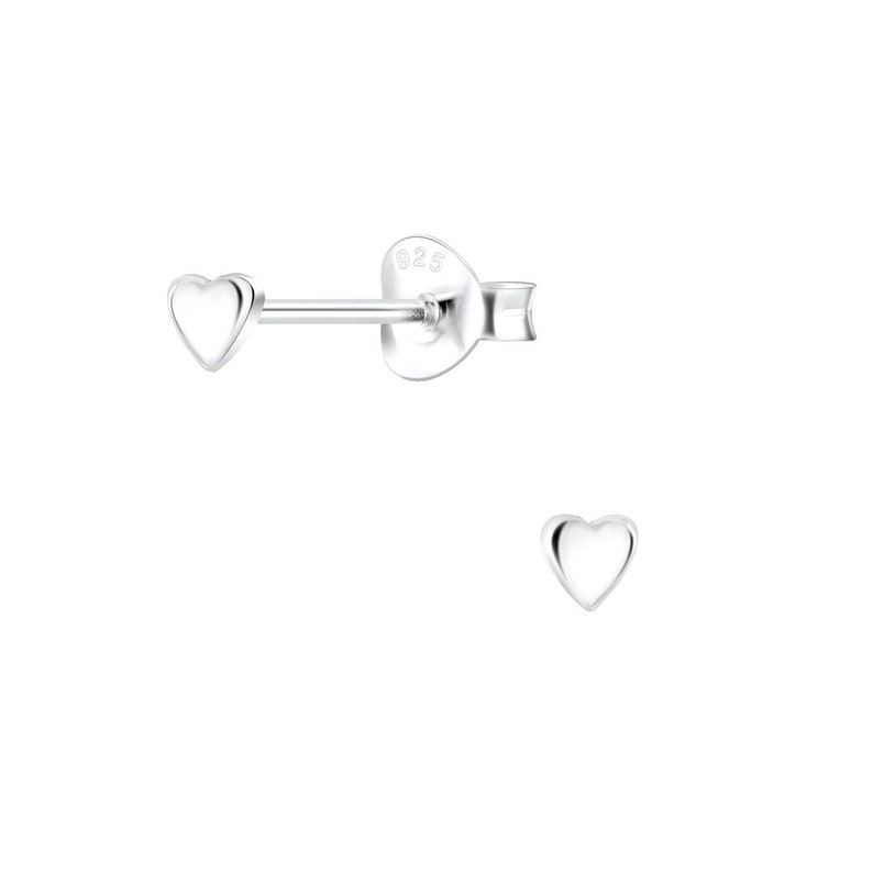 Heart Stud Earrings for Women or Men / Sterling Silver Studs / Gold Plated Earrings / 3 mm Wide Earrings / Push Back Studs / Hypoallergenic zdjęcie 6