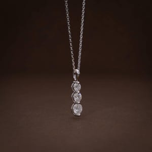 1.03ct Lab Grown Diamond Pendant Necklace / Three Stone Necklace / F-G VVS-VS Certified Lab Diamond Necklace / Adjustable Length image 5