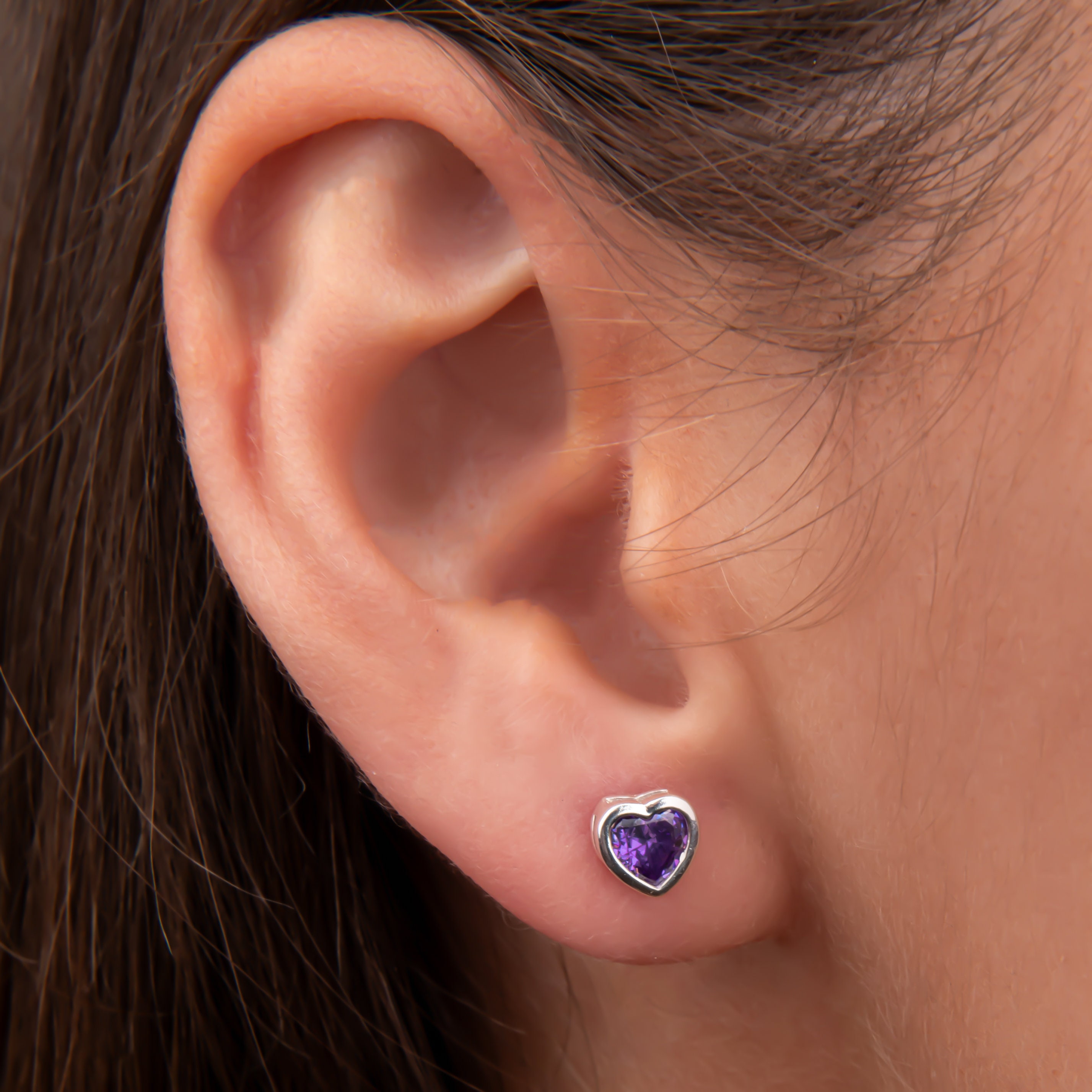 Orecchini A Cuore In Argento Sterling 925 Con Ametista – Ipoallergenici, Senza Nichel – Regalo Donna