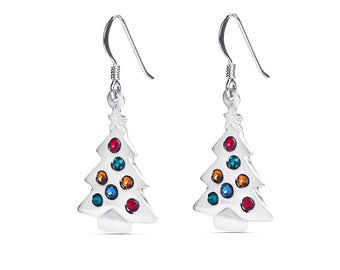 Orecchini Di Natale In Argento 925 A Goccia - Albero Di Natale In Argento, Regalo Festivo