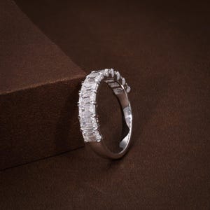 Emerald Cut Diamond Half Eternity Ring, Lab Grown Diamond Half Eternity Band, 2.16 CTW E-F VVS VS Certified Diamonds image 7