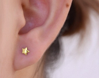 Choice of Finish Star Stud Earrings | Star Stud Earrings | Cute Stud Piercings | Gold Star Jewelry | Jewelry Gift for Her