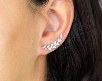 Orecchini A Cerchio Scalatore Donne In Argento 925 Con Zirconi - Ear Climber Moda
