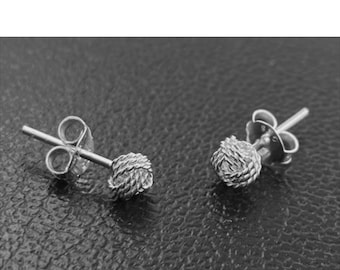 Minimalist Sterling Silver Rope Knot Stud Earrings | Knot Earrings | Tiny 4mm Silver Earrings | Gift Boxed