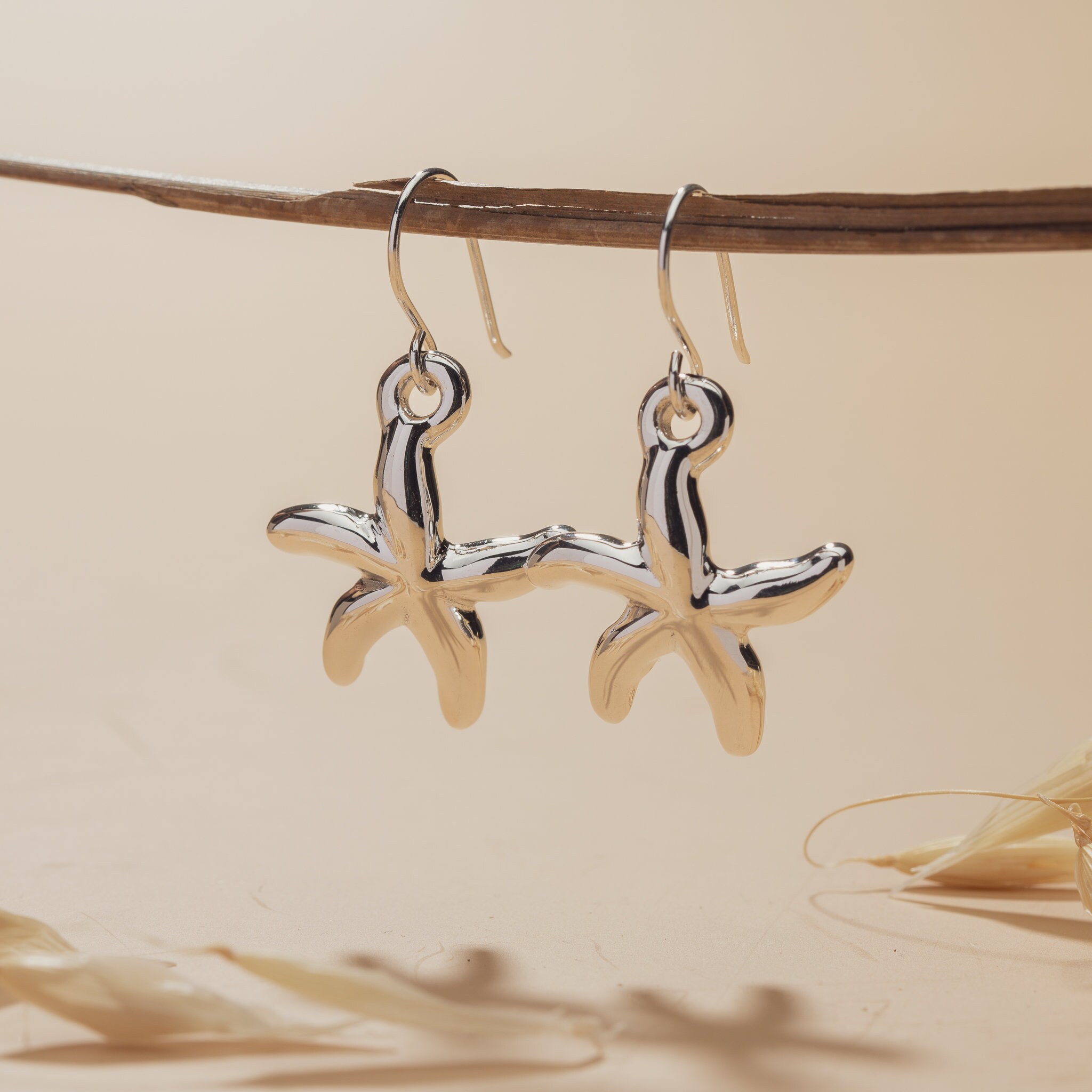 イヤリング＆シルバーリング 女性用スターリングシルバーヒトデイヤリング / 海好きの方のための