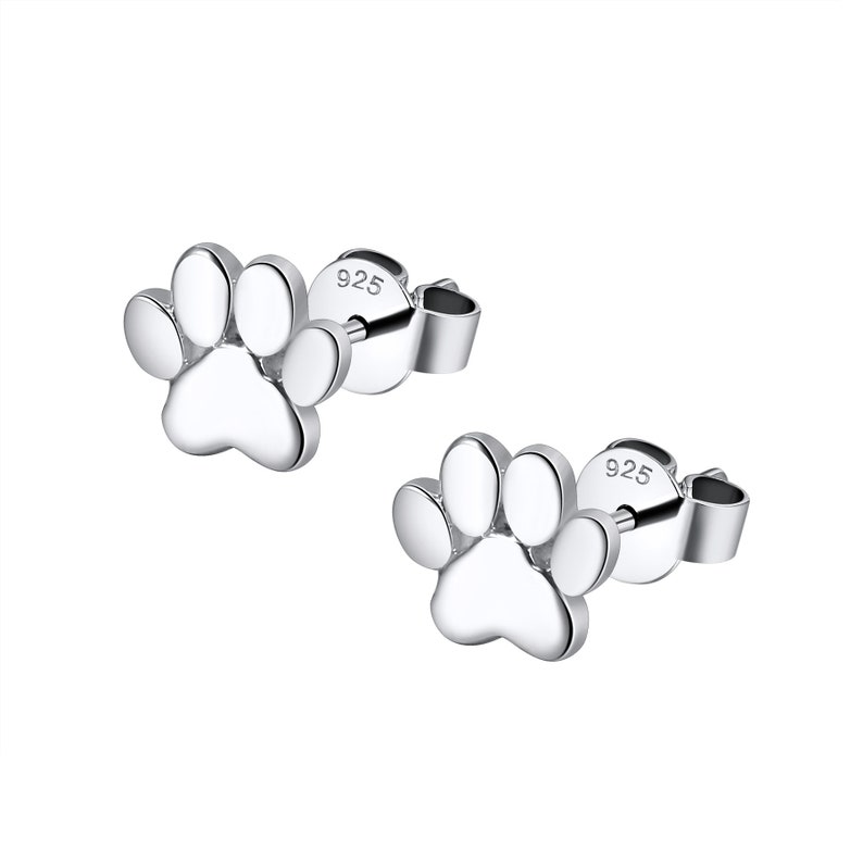 Sterling Silver Paw Print Earrings, New Pet Adoption Gift, Delicate Pet Memorial Earrings, Animal Lover Keepsake Gift, Minimalist Earrings image 2