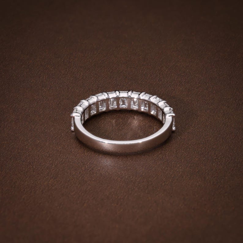Emerald Cut Diamond Half Eternity Ring, Lab Grown Diamond Half Eternity Band, 2.16 CTW E-F VVS VS Certified Diamonds image 5