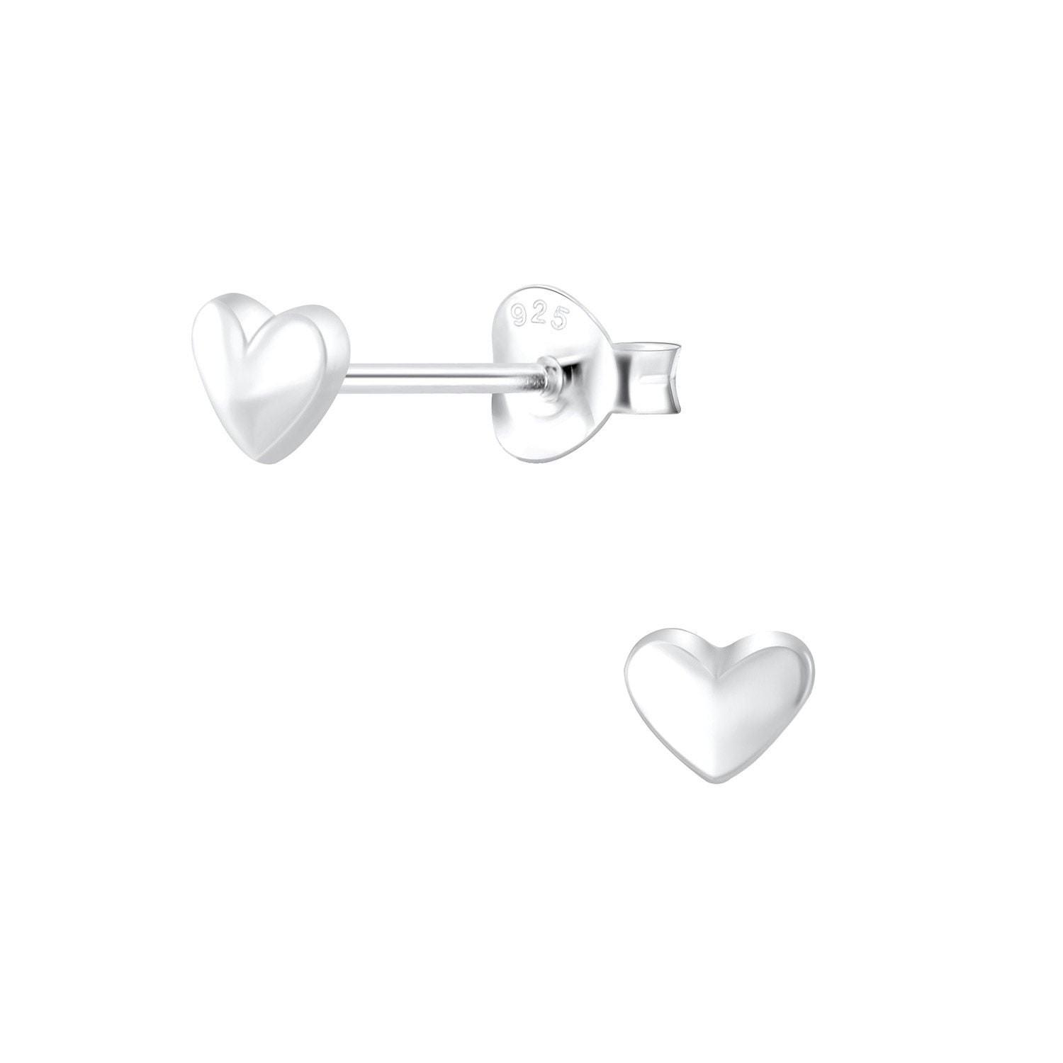[HAESOOL] 925Silver☆Mini heart one-touch Earrings Small Heart Stud Earrings for Women or Men / 925 Sterling