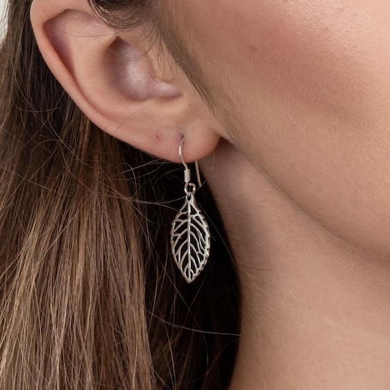 Dangle Leaves Earrings for Women / 925 Sterling Silver Earrings