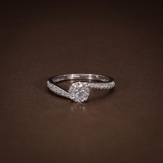 1.01ctw Round Lab Grown Diamond Twisted Engagement Ring, F-G VVS-VS Certified Round Diamond Ring, Anniversary Gift