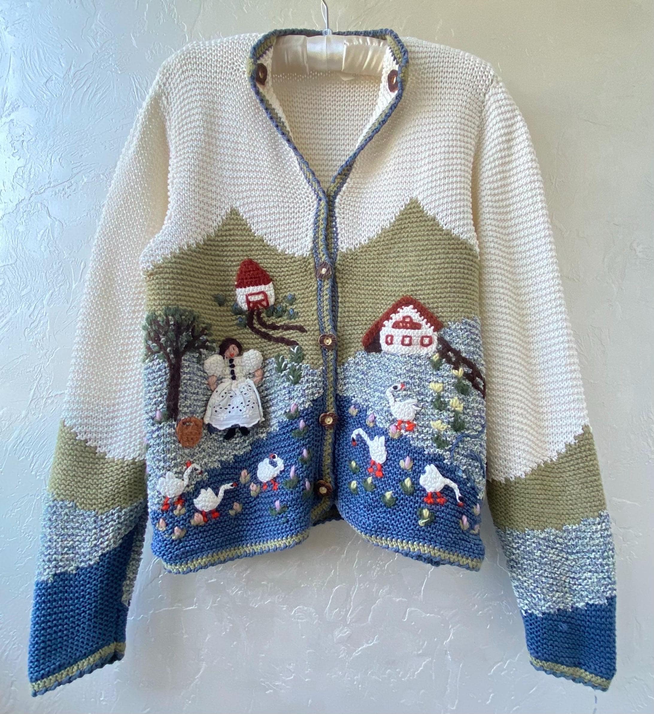 Vintage Bavarian Cardigan S 38 44 Handknit Handmade - Etsy