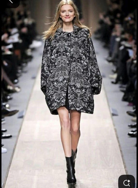 Stella Mccartney Vintage RTW 2008 Black Gray Loose-fit Coat With