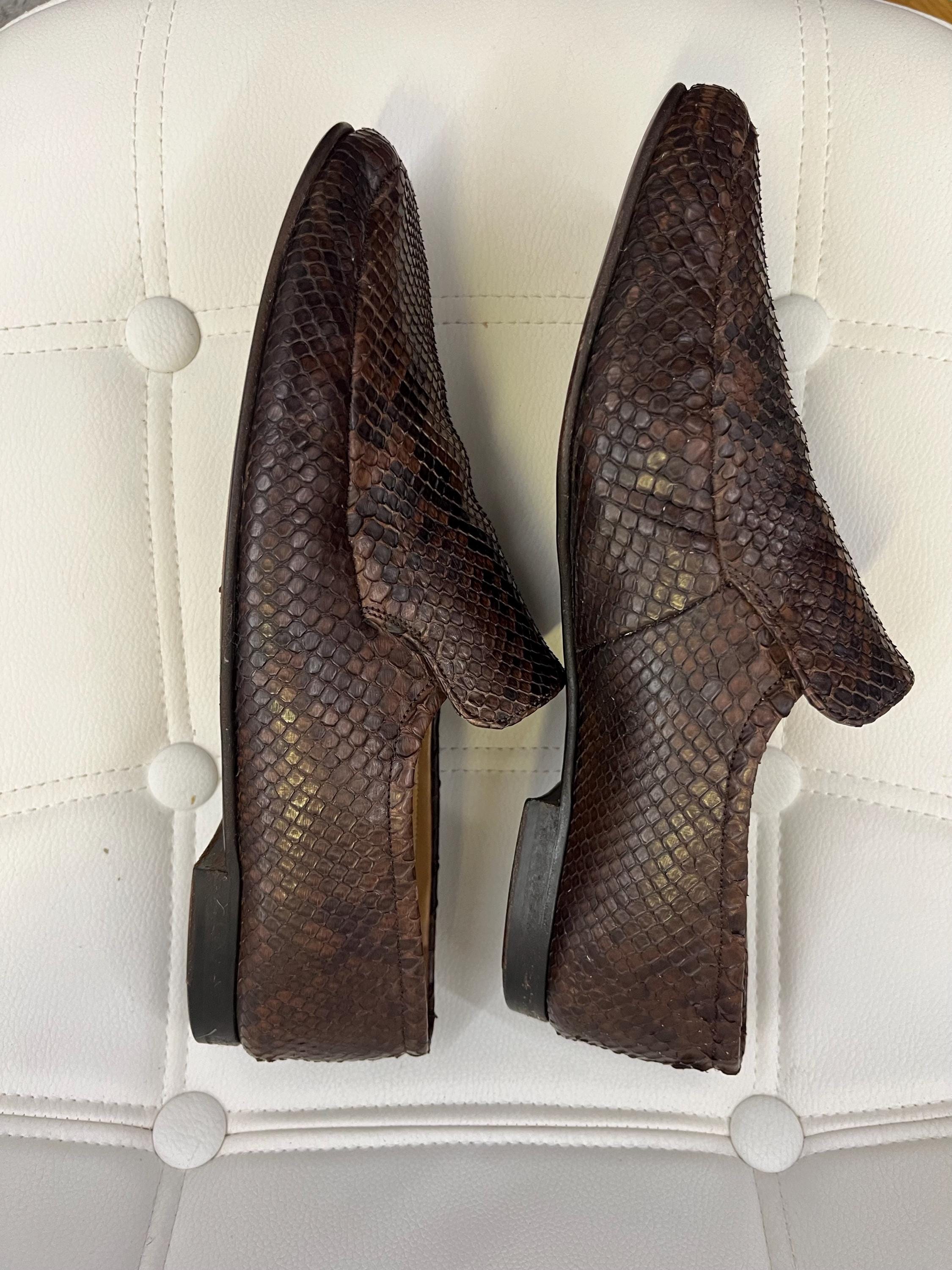 Bally Havanna Mens Loafers Dark Brown Leather Square Toe Shoes EU 11 US 12 D BALLY HAVANNA Brown Snakeskin Loafer Shoes MEN main image 4