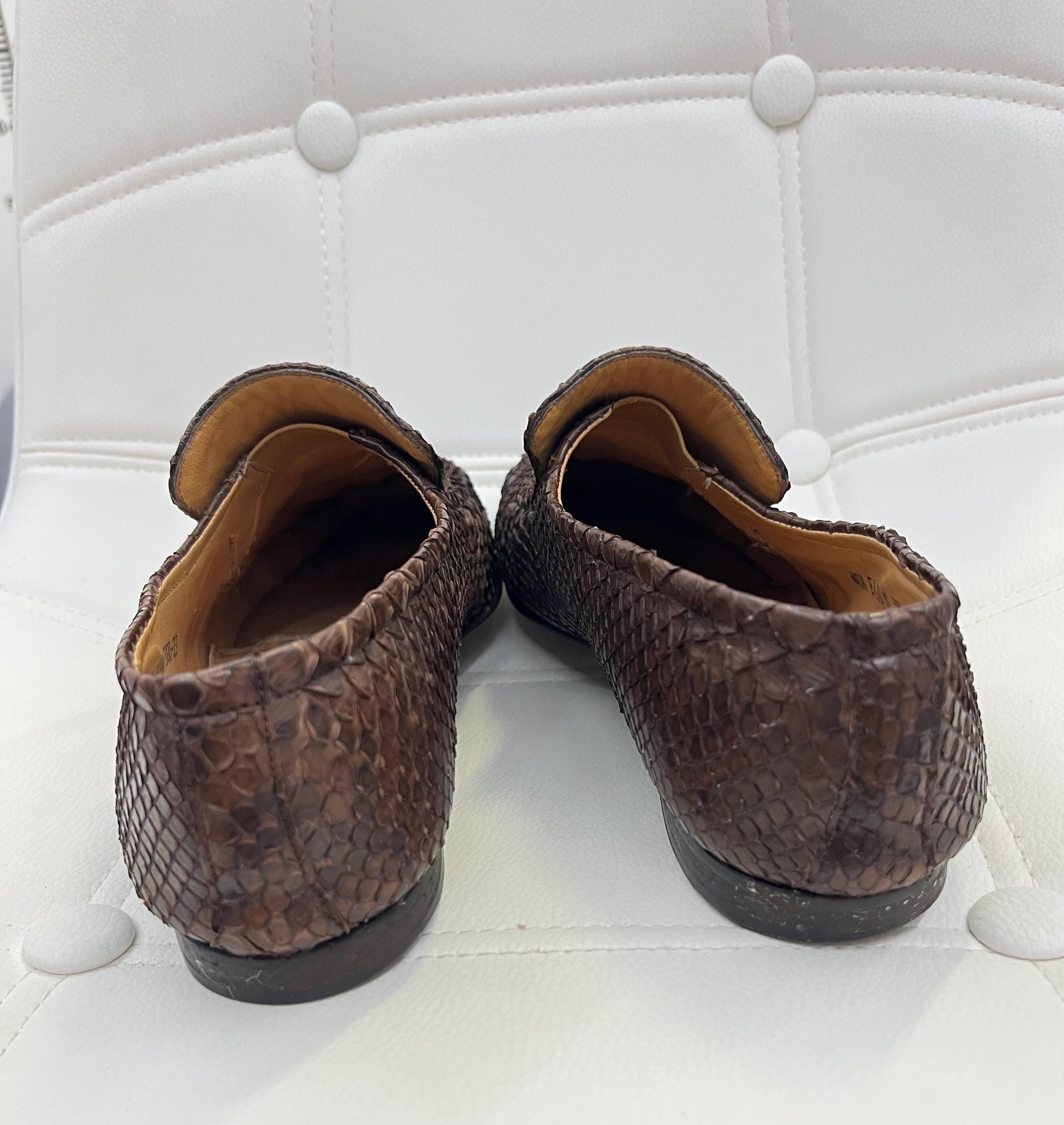 BALLY HAVANNA Brown Snakeskin Loafer Shoes MEN display picture 2