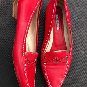 SALMASO women’s red Italian handmade luxury shoes vintage Sz 37.5 us7 uk4.5