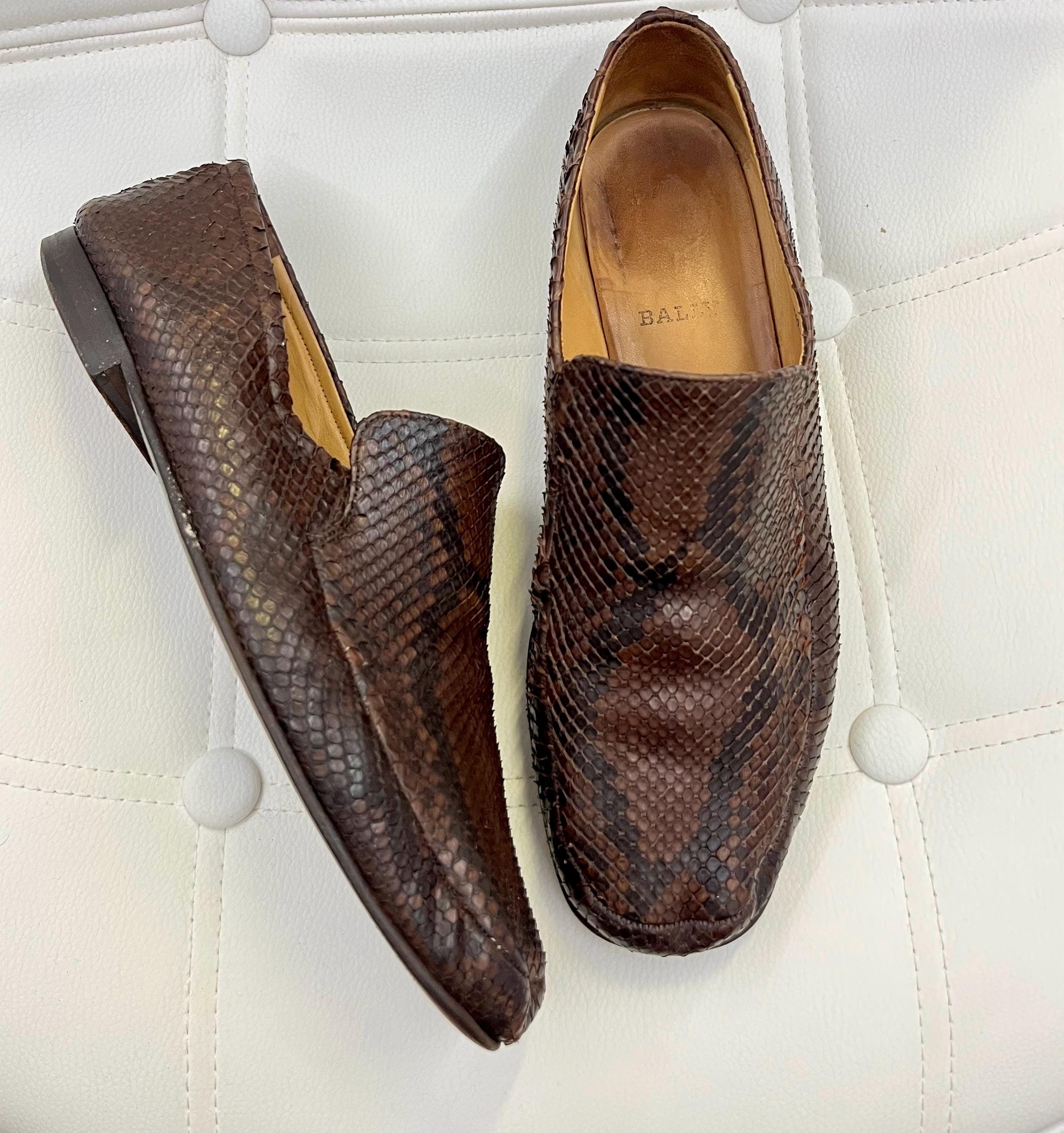 SO15 Bally Havanna Shoes Red Mens US 10.5 UK 9.5 Loafers Leather BALLY HAVANNA Brown Snakeskin Loafer Shoes MEN main image 3