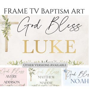 Personalized Baptism Frame TV Art/Custom Frame Art TV/Religious Frame TV Art/ Boy Baptism Art/Girl Baptism Art/