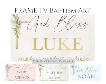 Personalized Baptism Frame TV Art/Custom Frame Art TV/Religious Frame TV Art/ Boy Baptism Art/Girl Baptism Art/
