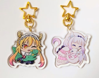 Dragon Maid Charm | Miss Kobayashi's Dragon Maid Acrylic Keychain | Tohru | Kanna | 2 inch Chibi Keychain | Kawaii gift