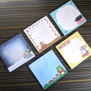 Cute Kawaii Poyo Sticky Notes, Mushroom Frog Cottagecore sticky note, Cat sticky note, Kawaii Aesthetic Stationery Memo Pad