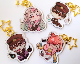 Toilet Bound Hanako Kun Keychain | TBHK Charm | Cute Chibi Anime Gift | Clear Acrylic Charm Double Sided 2"