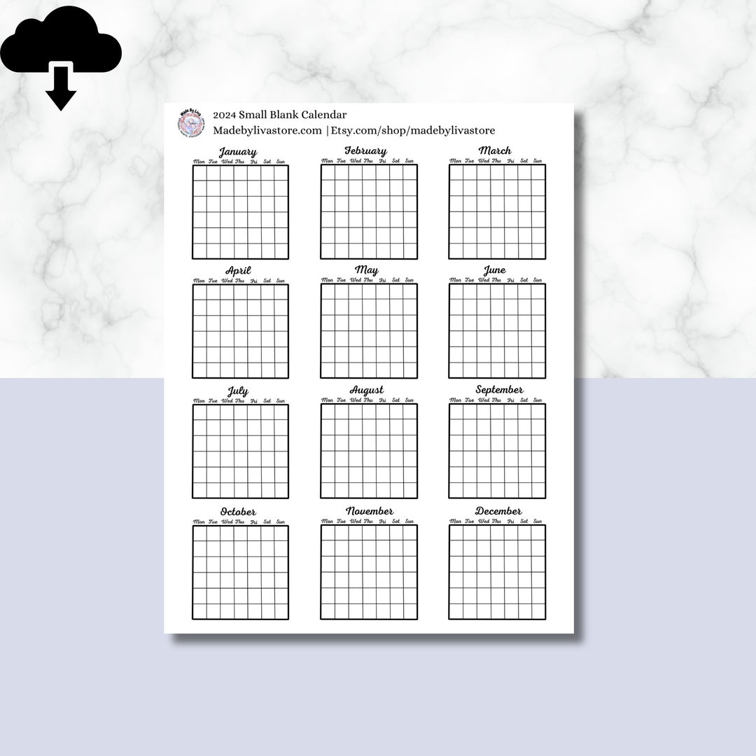 Small Monthly Calendar PRINTABLE - Il 1080xN.5780220852 4n2p 