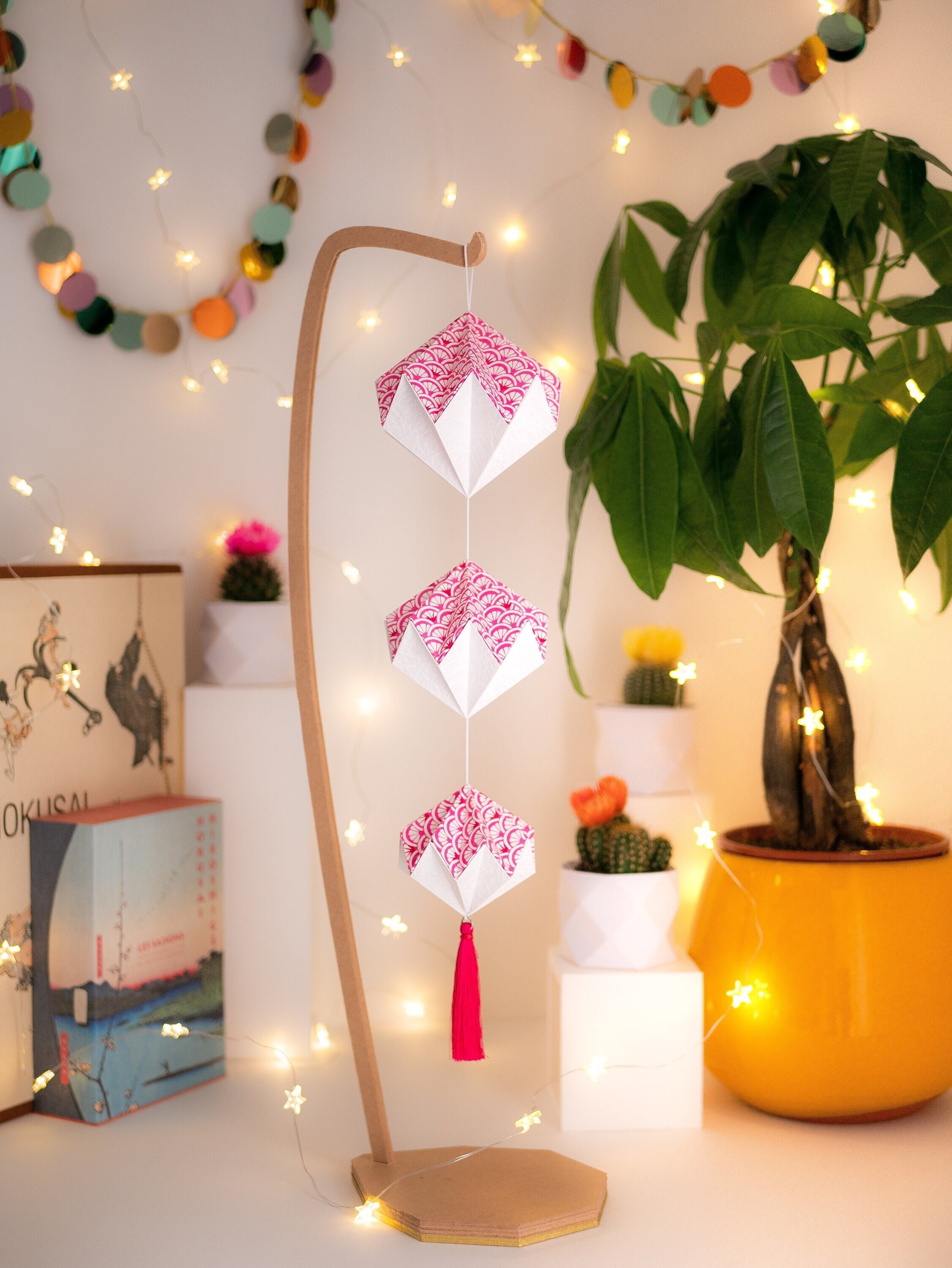 Suspension en Origami - Pinky White