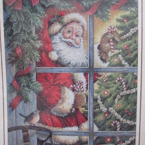 Candy Cane Santa Christmas counted cross stitch full kit donna race art