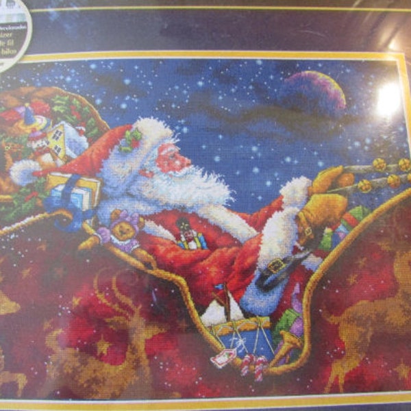 Santa Claus midnight ride  Christmas counted cross stitch kit donna race art