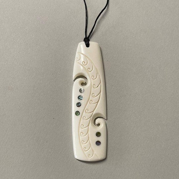Beautiful Long Maori Bone Drop Necklace New Zealand Made