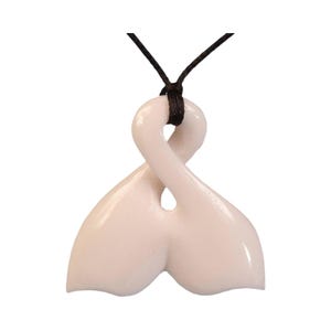 Carved Whale Tale Twist Pendant Made and Carved Out of Bone out of New Zealand Māori Jewelry