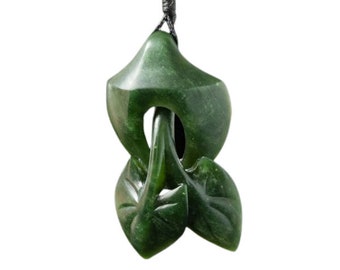 New Zealand Jade Sculpted Leaf form in Marsden Jade by Madelyne Gourdin Maori Inspired Master Carver