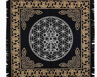 Altar Cloth Flower of Life 60 x 60 cm. Witches Altar - Altar Cloth - Witchcraft Tapestry - Spiritual gift  - Halloween gift - Wiccan Symbol