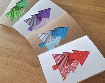 Christmas Card Making Kit | Iris Folding Craft Gift | Christmas Trees | Make Four Cards
