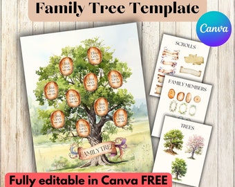 Family Tree Template Family Tree Chart Editable Family Tree Download Family Tree Print Family Tree Poster Digital Family Tree Art